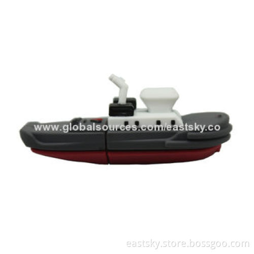 Custom Yacht-shaped USB flash drive, made of soft PVC material, OEM orders welcome